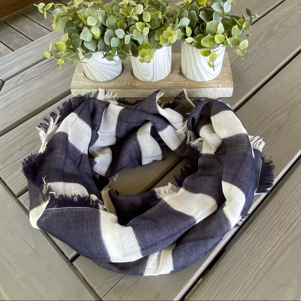 J. Crew Navy & White Striped Scarf - NEW!